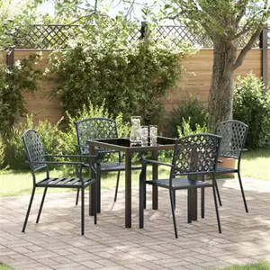 vidaXL Vidaxl Ensemble Salle À Manger 5 Pièces Acier Anthracite pas cher