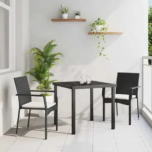 vidaXL Ensemble de salle à manger pour jardin 3 pcs Noir Poly rotin pas cher