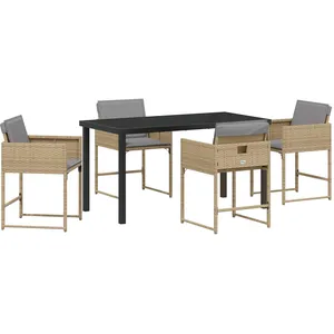 Ensemble De Salle À Manger Pour Jardin 5 Pcs Beige Poly Rotin Vidaxl pas cher