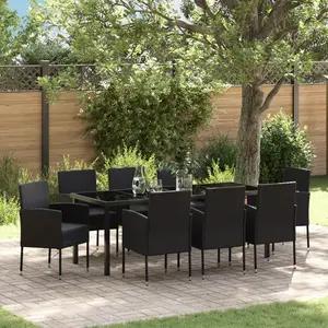 vidaXL Ensemble de salle à manger pour jardin 9 pcs Noir polyrotin pas cher