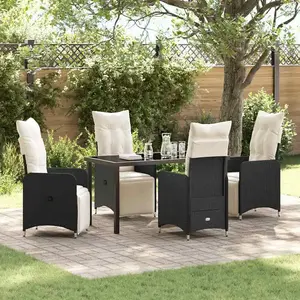 Comparateur de prix : Vidaxl - Ensemble De Salle À Manger Pour Jardin 5 Pcs Noir Poly Rotin