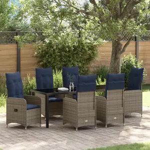 vidaXL Ensemble de salle à manger pour jardin 7 pcs Noir polyrotin pas cher