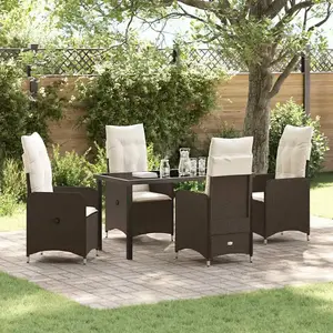 vidaXL Ensemble de salle à manger pour jardin 5 pcs Marron polyrotin pas cher
