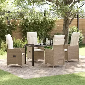 Vidaxl - Ensemble De Salle À Manger Pour Jardin 5 Pcs Beige Poly Rotin pas cher