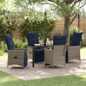 Vidaxl - Ensemble De Salle À Manger Pour Jardin 5 Pcs Gris Polyrotin pas cher