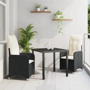 Vidaxl - Ensemble De Salle À Manger Pour Jardin 3 Pcs Noir Poly Rotin pas cher