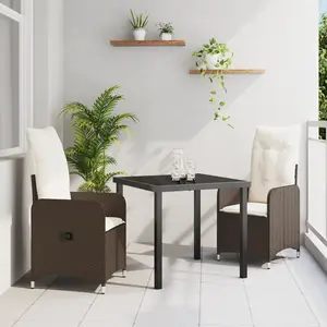 Vidaxl ensemble de salle à manger pour jardin 3 pcs marron polyrotin pas cher