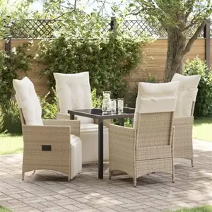 Vidaxl - Ensemble De Salle À Manger Pour Jardin 5 Pcs Beige Poly Rotin pas cher