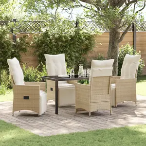 Comparateur de prix : Vidaxl - Ensemble De Salle À Manger Pour Jardin 5 Pcs Beige Poly Rotin