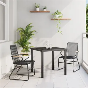 Comparateur de prix : vidaXL Vidaxl Set De 3 Pièces Salle À Manger De Jardin Noir Rattan Pvc