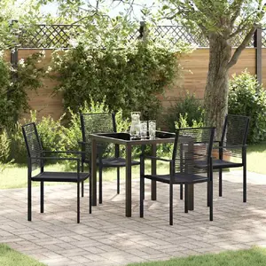 Comparateur de prix : Vidaxl - Ensemble De Salle À Manger Pour Jardin 5 Pcs Noir Rattan Pvc