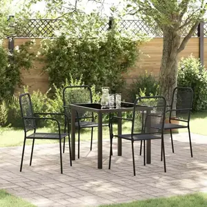 vidaXL Ensemble de jardin 5 pcs noir Acier revêtu par poudre pas cher