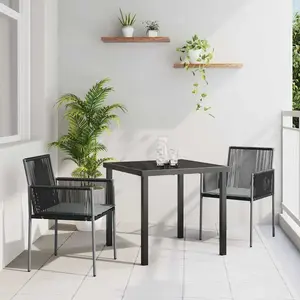 Vidaxl - Ensemble De Salle À Manger Pour Jardin 3 Pcs Noir Poly Rotin pas cher