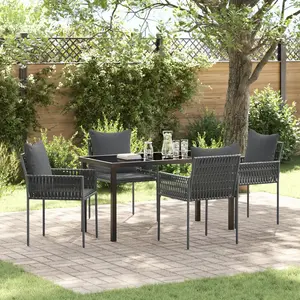 Vidaxl - Ensemble De Salle À Manger Pour Jardin 5 Pcs Noir Poly Rotin pas cher