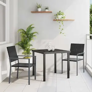 vidaXL Ensemble de salle à manger de jardin 3 pièces en rotin PE noir pas cher