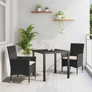 Vidaxl - Ensemble De Salle À Manger Pour Jardin 3 Pcs Noir Poly Rotin pas cher