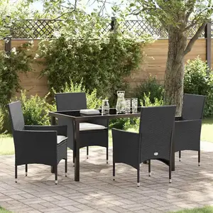 Vidaxl - Ensemble De Salle À Manger Pour Jardin 5 Pcs Noir Poly Rotin pas cher