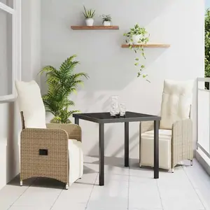 vidaXL Set de jardin 3 pièces avec coussins beige en rotin PE pas cher
