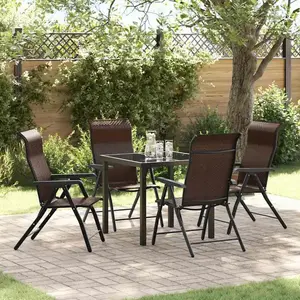vidaXL Ensemble de jardin de 5 pièces Marron Poly Rattan pas cher