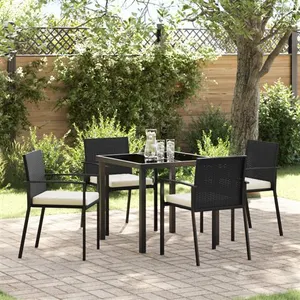 Comparateur de prix : vidaXL Vidaxl Ensemble De Jardin 5 Pièces Noir Poly Rattan