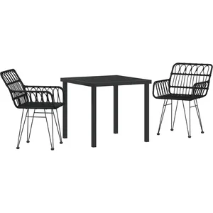 Comparateur de prix : vidaXL Vidaxl Ensemble De Dîner De Jardin 3 Pièces Noir Poly Rattan