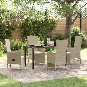 Vidaxl - Ensemble De Salle À Manger Pour Jardin 5 Pcs Beige Polyrotin pas cher