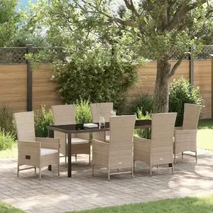 vidaXL Ensemble de salle à manger pour jardin 7 pcs Beige polyrotin pas cher