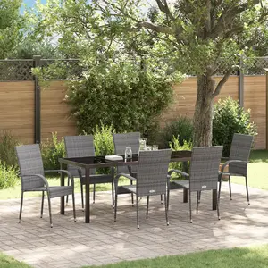 Ensemble De Salle À Manger Pour Jardin 7 Pcs Gris Poly Rotin Vidaxl pas cher