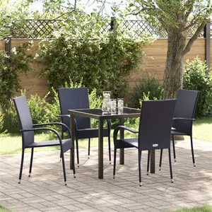 Comparateur de prix : Vidaxl - Ensemble De Salle À Manger Pour Jardin 5 Pcs Noir Poly Rotin