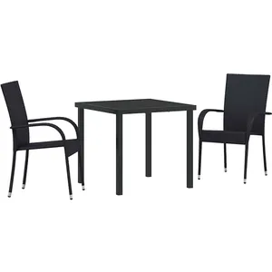 Vidaxl - Ensemble De Salle À Manger Pour Jardin 3 Pcs Noir Poly Rotin pas cher