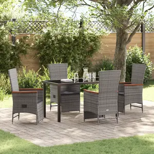 Vidaxl - Ensemble De Salle À Manger Pour Jardin 5 Pcs Gris Poly Rotin pas cher