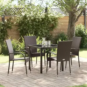 Ensemble De Salle À Manger Pour Jardin 5 Pcs Marron Poly Rotin Vidaxl pas cher
