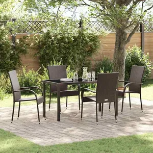 Ensemble De Salle À Manger Pour Jardin 5 Pcs Marron Poly Rotin Vidaxl pas cher