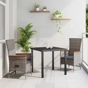 vidaXL Ensemble de salle à manger pour jardin avec coussin 3 pcs Gris pas cher