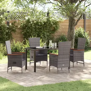 vidaXL Ensemble de salle à manger pour jardin avec coussin 5 pcs Gris pas cher