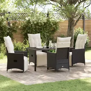 Vidaxl - Ensemble De Salle À Manger Pour Jardin 5 Pcs Noir Poly Rotin pas cher