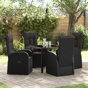 Comparateur de prix : vidaXL Ensemble de salle à manger pour jardin 5 pcs Noir polyrotin