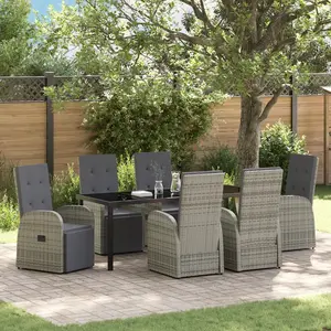 Ensemble De Salle À Manger Pour Jardin 7 Pcs Gris Polyrotin Vidaxl pas cher