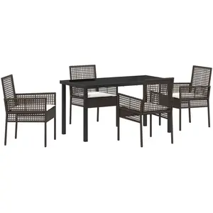Comparateur de prix : vidaXL Ensemble de salle à manger pour jardin 5 pcs Marron polyrotin