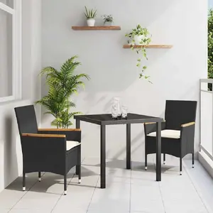 Vidaxl - Ensemble De Salle À Manger Pour Jardin 3 Pcs Noir Poly Rotin pas cher