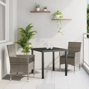 Ensemble De Salle À Manger Pour Jardin 3 Pcs Gris Poly Rotin Vidaxl pas cher