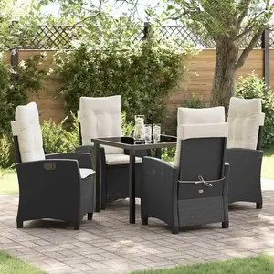 Comparateur de prix : Vidaxl - Ensemble De Salle À Manger Pour Jardin 5 Pcs Noir Polyrotin
