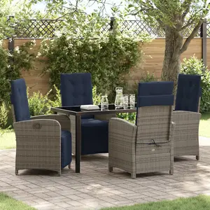 vidaXL Set de 5 meubles de jardin Grey Poly Rattan pas cher