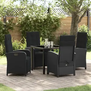 Vidaxl - Ensemble De Salle À Manger Pour Jardin 5 Pcs Noir Polyrotin pas cher