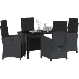 vidaXL Ensemble de salle à manger pour jardin 5 pcs Noir polyrotin pas cher