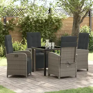 Vidaxl - Ensemble De Salle À Manger Pour Jardin 5 Pcs Gris Polyrotin pas cher