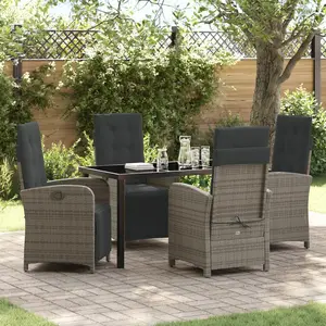 Vidaxl ensemble de salle à manger pour jardin 5 pcs gris polyrotin pas cher