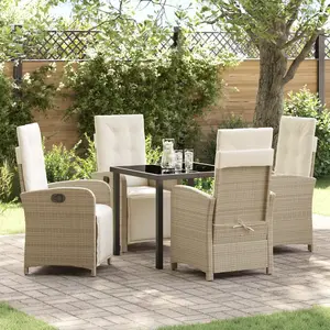 vidaXL Ensemble de salle à manger pour jardin 5 pcs Beige polyrotin pas cher