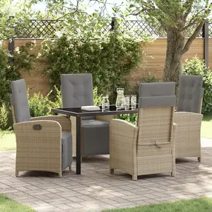 Vidaxl - Ensemble De Salle À Manger Pour Jardin 5 Pcs Beige Polyrotin pas cher