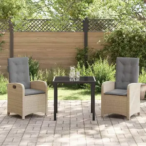 Vidaxl - Ensemble De Salle À Manger Pour Jardin 3 Pcs Beige Polyrotin pas cher